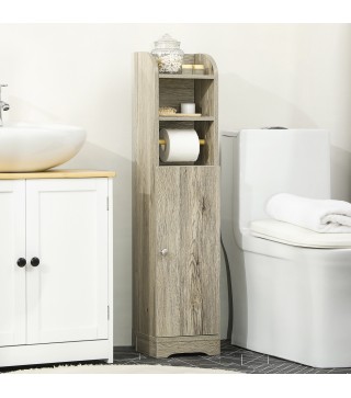 Portarrollos de Papel Higiénico con Armario para Baño con Estante Interior Ajustable 23x18x100 cm Gris