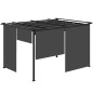 Pérgola de Jardín Cenador para Exterior con Techo Retráctil y 4 Cortinas Enrollables 4x3 m Gris Oscuro