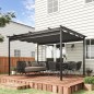 Pérgola de Jardín Cenador para Exterior con Techo Retráctil y 4 Cortinas Enrollables 4x3 m Gris Oscuro