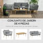 Conjunto de Muebles de Jardín de Ratán Sintético con Sofá de 2 Plazas 2 Sillones y Mesa de Centro Gris