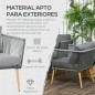 Conjunto de Muebles de Jardín de Ratán Sintético con Sofá de 2 Plazas 2 Sillones y Mesa de Centro Gris