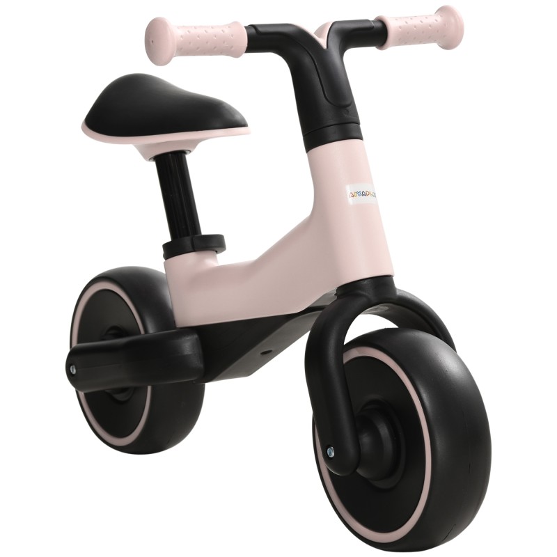 Bicicleta sin Pedales para Niños de +18 Meses Triciclo Infantil con Sillín Ajustable en 30-36,5 cm 66,5x34x46,5 cm Rosa