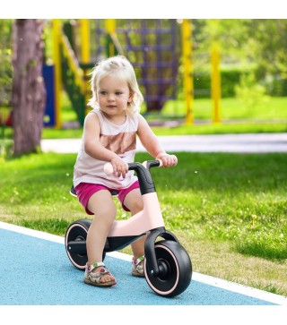 Bicicleta sin Pedales para Niños de +18 Meses Triciclo Infantil con Sillín Ajustable en 30-36,5 cm 66,5x34x46,5 cm Rosa