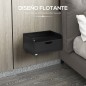 Set de 2 Mesitas de Noche de Pared Mesillas Flotantes con 1 Cajón para Dormitorio Habitación 40x30x19,5 cm Negro