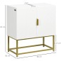 Mueble para Debajo del Lavabo Moderno Armario Bajo con 2 Puertas y Patas de Acero 60x30x65 cm Blanco y Dorado