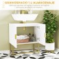 Mueble para Debajo del Lavabo Moderno Armario Bajo con 2 Puertas y Patas de Acero 60x30x65 cm Blanco y Dorado