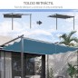 Pérgola de Pared para Exterior con Techo Retráctil para Patio Terraza Jardín 390x290x220 cm Gris Oscuro
