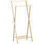 Perchero de Pie de Bambú con Estante para Zapatos 2 Barras y 2 Ganchos para Dormitorio Entrada 74x42x150 cm Natural