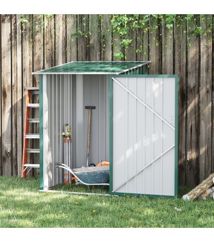Caseta de Jardín Metálica 0,92 m² 100x103x160 cm con 1 Puerta y Cerradura para Almacenamiento de Herramientas Verde