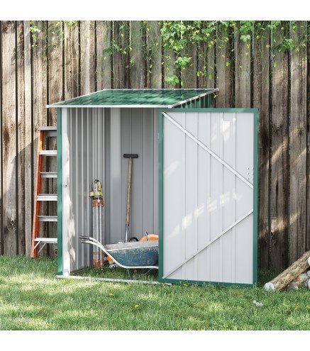 Caseta de Jardín Metálica 0,92 m² 100x103x160 cm con 1 Puerta y Cerradura para Almacenamiento de Herramientas Verde