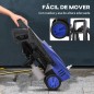 Hidrolimpiadora 1600W Caudal 432 L/h Bomba de Aluminio Presión de 130 Bar Manguera 6m Incluye Cepillo 23.5x27x68 cm Azul