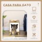Caseta de Madera para Gatos Casa para Gatos Interior con Cojín Lavable y Patas Elevadas 34x34x44,5 cm Marrón