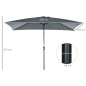 Sombrilla de Aluminio 200x300x253 cm Parasol Rectangular de Jardín Inclinable con Manivela y Poste Desmontable Gris