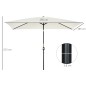 Sombrilla de Aluminio 200x300x253 cm Parasol Rectangular de Jardín Inclinable con Manivela y Poste Desmontable Crema