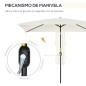 Sombrilla de Aluminio 200x300x253 cm Parasol Rectangular de Jardín Inclinable con Manivela y Poste Desmontable Crema