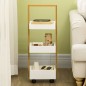 Carrito de Baño con Ruedas y 3 Cestas Carrito Auxiliar Multifuncional de Madera de Bambú 28x18x75 cm Blanco