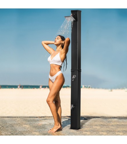 Ducha Solar de Jardín 40L con Cabezal de Ducha Grifo Agua Caliente hasta 60℃ para Piscina Patio 19x20x217 cm Negro