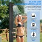 Ducha Solar de Jardín 40L con Cabezal de Ducha Grifo Agua Caliente hasta 60℃ para Piscina Patio 19x20x217 cm Negro