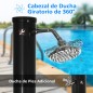Ducha Solar de Jardín 20L con Cabezal de Ducha Redondo Grifo Agua Caliente Máx. 60℃ para Piscina 15,5x15,5x222 cm Negro