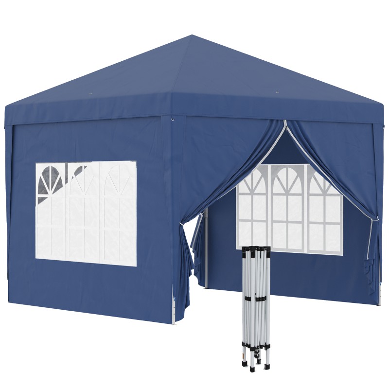 Carpa Plegable con 4 Paredes Desmontables 3x3 m Cenador de Jardín con Bolsa de Transporte Impermeable Anti-UV Azul Carpa Plegable con 4 Paredes Desmontables 3x3 m Cenador de Jardín con Bolsa de Transporte Impermeable Anti-UV Azul