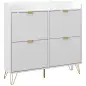 Zapatero Estrecho con 4 Cajones Abatibles Estantes Ajustables para 16 Pares 106x24x102 cm Blanco