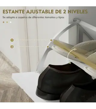 Zapatero Estrecho con 4 Cajones Abatibles Estantes Ajustables para 16 Pares 106x24x102 cm Blanco