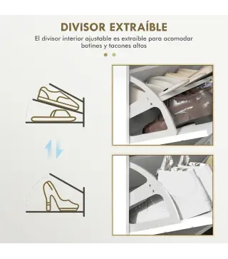 Zapatero Estrecho con 4 Cajones Abatibles Estantes Ajustables para 16 Pares 106x24x102 cm Blanco