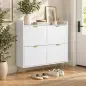Zapatero Estrecho con 4 Cajones Abatibles Estantes Ajustables para 16 Pares 106x24x102 cm Blanco