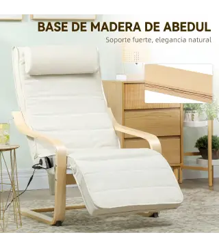 Sillón Salón con Masaje y Calefacción de Lino Reposapiés Ajustable Respaldo Alto Reposacabezas Control Remoto Bolsillo