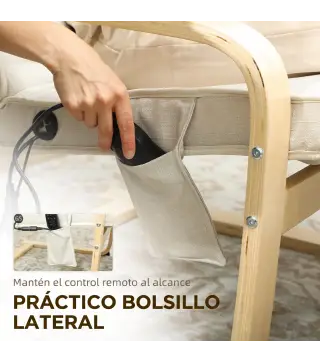 Sillón Salón con Masaje y Calefacción de Lino Reposapiés Ajustable Respaldo Alto Reposacabezas Control Remoto Bolsillo