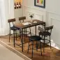 Juego de Mesa Alta de Bar y 4 Taburetes Asientos Tapizados en PU con Respaldo y Reposapiés Marrón Juego de Mesa Alta de Bar y 4 Taburetes Asientos Tapizados en PU con Respaldo y Reposapiés Marrón