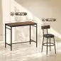 Juego de Mesa Alta de Bar y 4 Taburetes Asientos Tapizados en PU con Respaldo y Reposapiés Marrón Juego de Mesa Alta de Bar y 4 Taburetes Asientos Tapizados en PU con Respaldo y Reposapiés Marrón