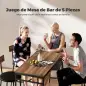 Juego de Mesa Alta de Bar y 4 Taburetes Asientos Tapizados en PU con Respaldo y Reposapiés Marrón Juego de Mesa Alta de Bar y 4 Taburetes Asientos Tapizados en PU con Respaldo y Reposapiés Marrón
