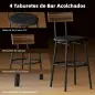 Juego de Mesa Alta de Bar y 4 Taburetes Asientos Tapizados en PU con Respaldo y Reposapiés Marrón Juego de Mesa Alta de Bar y 4 Taburetes Asientos Tapizados en PU con Respaldo y Reposapiés Marrón