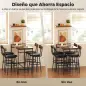 Juego de Mesa Alta de Bar y 4 Taburetes Asientos Tapizados en PU con Respaldo y Reposapiés Marrón Juego de Mesa Alta de Bar y 4 Taburetes Asientos Tapizados en PU con Respaldo y Reposapiés Marrón