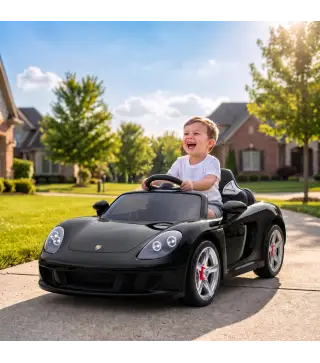 Coche Eléctrico Niños Licencia Porsche Carrera GT 12V Mando a Distancia 2,4 G 2 Motores Suspensión Arranque Suave Negro