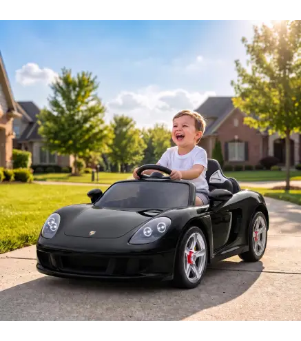 Coche Eléctrico Niños Licencia Porsche Carrera GT 12V Mando a Distancia 2,4 G 2 Motores Suspensión Arranque Suave Negro