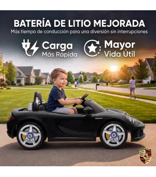 Coche Eléctrico Niños Licencia Porsche Carrera GT 12V Mando a Distancia 2,4 G 2 Motores Suspensión Arranque Suave Negro