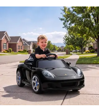 Coche Eléctrico Niños Licencia Porsche Carrera GT 12V Mando a Distancia 2,4 G 2 Motores Suspensión Arranque Suave Negro