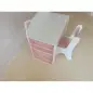 Juego de Mesa Infantil con Silla con Cajón y 4 Estantes Laterales Diseño de Orejitas de Zorro 3-8 Años Blanco y Rosa