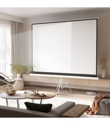 Pantalla de Proyector Manual 120 Pulgadas Pantalla de Proyección Formato 4:3 con Altura Ajustable 244x183 cm Blanco