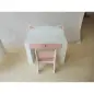 Juego de Mesa Infantil con Silla con Cajón y 4 Estantes Laterales Diseño de Orejitas de Zorro 3-8 Años Blanco y Rosa