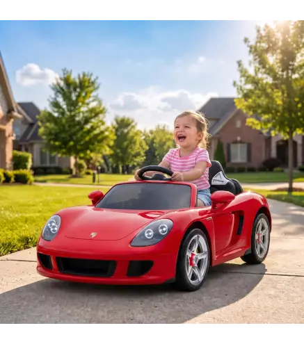 Coche Eléctrico Niños Licencia Porsche Carrera GT 12V Mando a Distancia 2,4 G 2 Motores Suspensión Arranque Suave Rojo