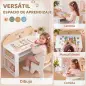 Juego de Mesa Infantil con Silla con Compartimento y 4 Estantes Laterales Montessori 3 a 8 Años Blanco y Natural