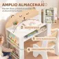 Juego de Mesa Infantil con Silla con Compartimento y 4 Estantes Laterales Montessori 3 a 8 Años Blanco y Natural