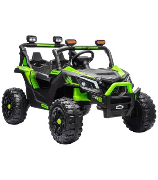 Coche Eléctrico Niños 2 Plazas UTV 24V 2 Motores Batería Litio Control Remoto Suspensión Arranque Suave 3-8 Años Verde