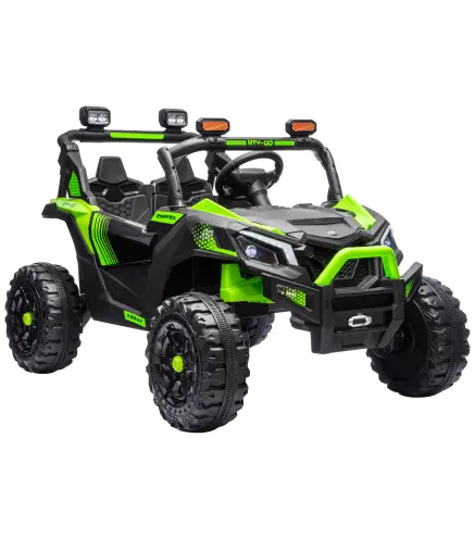 Coche Eléctrico Niños 2 Plazas UTV 24V 2 Motores Batería Litio Control Remoto Suspensión Arranque Suave 3-8 Años Verde