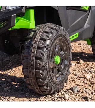 Coche Eléctrico Niños 2 Plazas UTV 24V 2 Motores Batería Litio Control Remoto Suspensión Arranque Suave 3-8 Años Verde