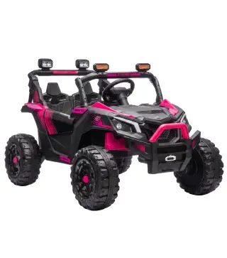 Coche Eléctrico Niños 2 Plazas UTV 24V 2 Motores Batería Litio Control Remoto Suspensión Arranque Suave 3-8 Años Rosa