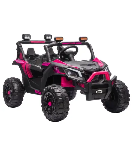 Coche Eléctrico Niños 2 Plazas UTV 24V 2 Motores Batería Litio Control Remoto Suspensión Arranque Suave 3-8 Años Rosa